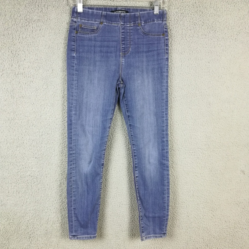 Liverpool Womens Jeans Jegging High Rise Ankle Blue Denim Palma Wash Pull On 4